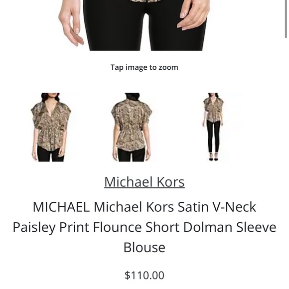 MICHAEL Michael Kors Satin V-Neck Paisley Print Dolman Sleeve Blouse - Picture 5 of 12